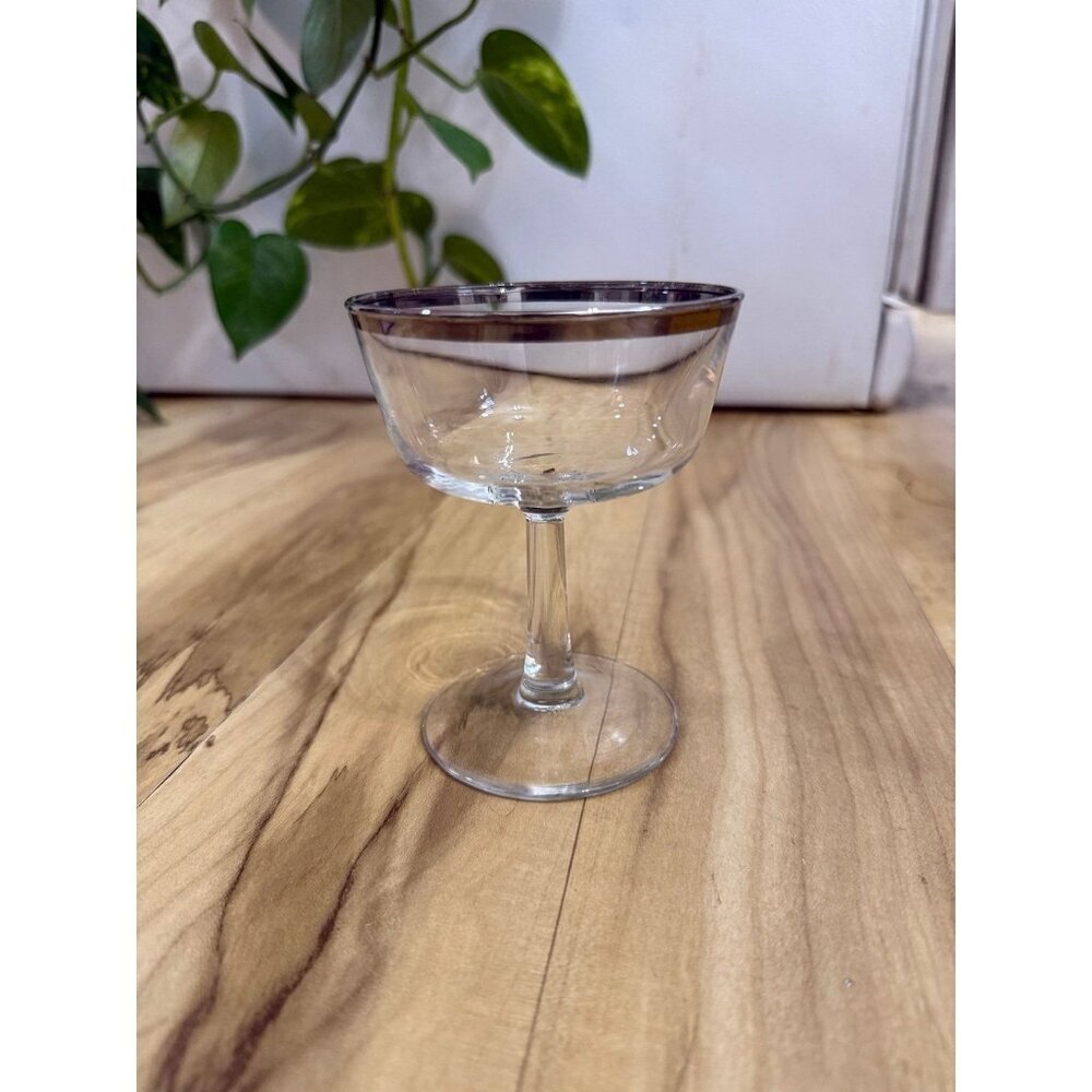 Vintage Coupe Glass with Silver Rim